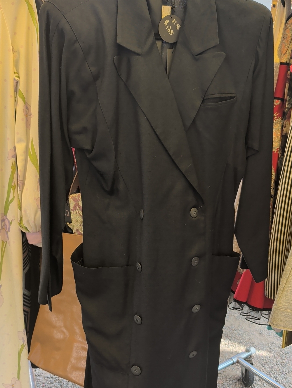 Women's Blue Double-Breasted Long Coat